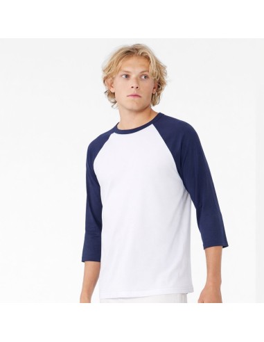 BEL-3200-T-shirt base-ball manches trois-quarts en triple mélange unisexe
